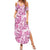 Pink Ribbon Hibiscus Tropical Pattern Summer Maxi Dress Breast Cancer