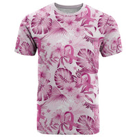 Pink Ribbon Hibiscus Tropical Pattern T Shirt Breast Cancer