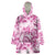 Pink Ribbon Hibiscus Tropical Pattern Wearable Blanket Hoodie Breast Cancer