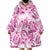 Pink Ribbon Hibiscus Tropical Pattern Wearable Blanket Hoodie Breast Cancer