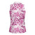 Pink Ribbon Hibiscus Tropical Pattern Women Sleeveless Polo Shirt Breast Cancer