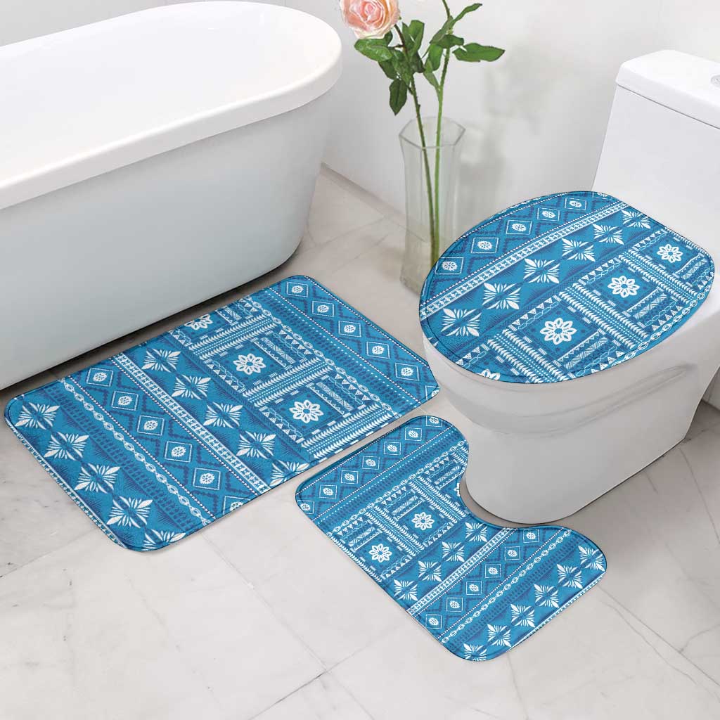 Fiji Masi All Blue Bathroom Set Tapa Pattern - Polynesian Pride