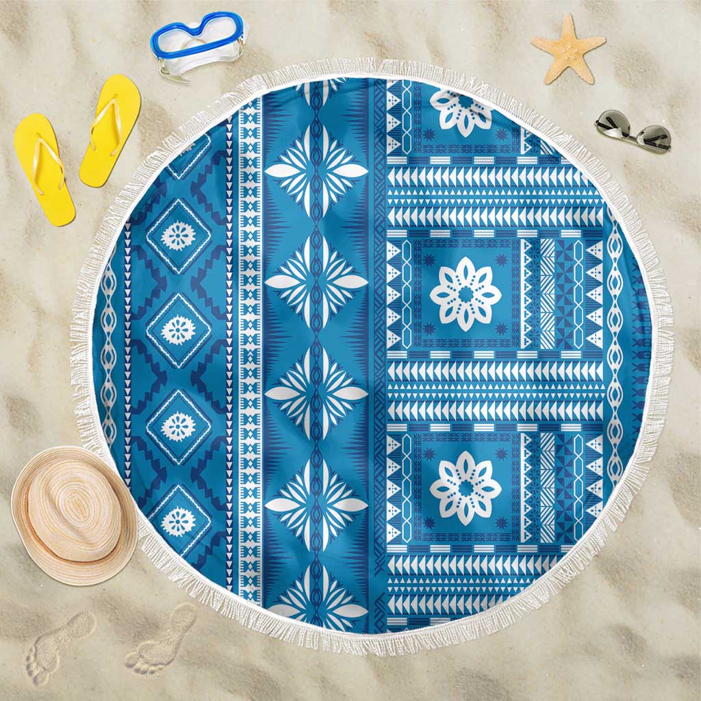 Fiji Masi All Blue Beach Blanket Tapa Pattern - Polynesian Pride