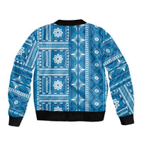 Fiji Masi All Blue Bomber Jacket Tapa Pattern - Polynesian Pride
