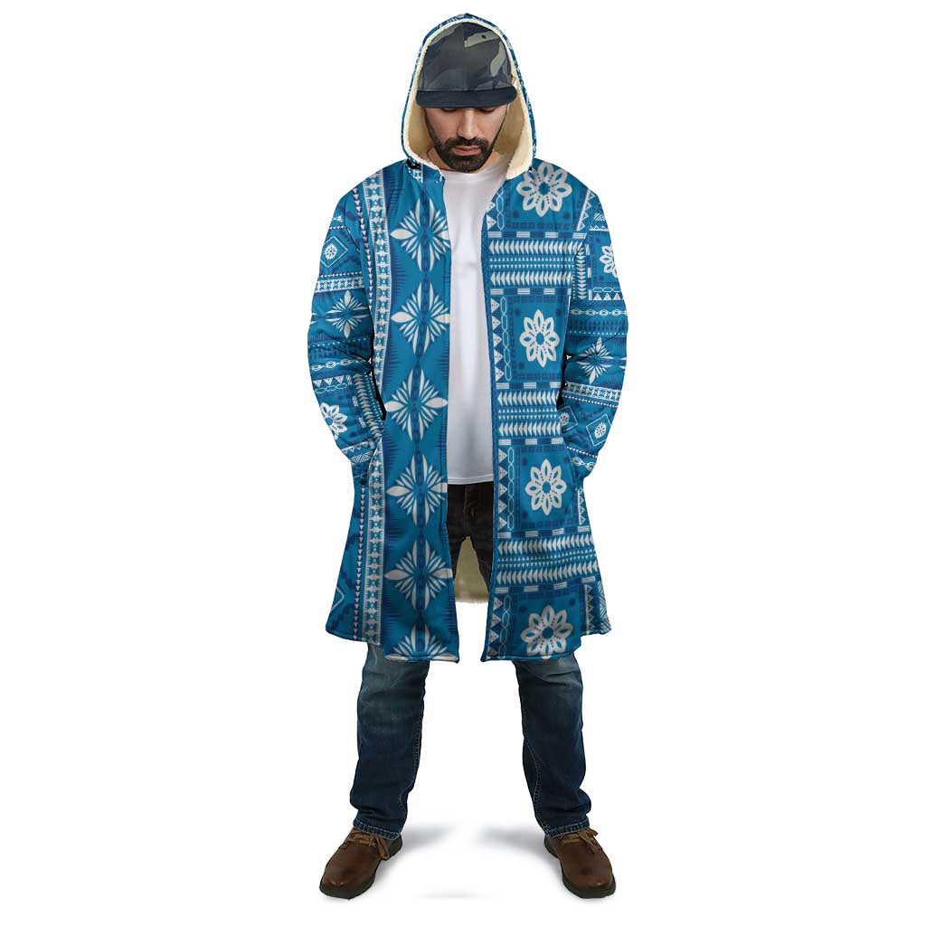 Fiji Masi All Blue Cloak Tapa Pattern - Polynesian Pride