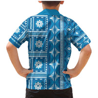 Fiji Masi All Blue Family Matching Mermaid Dress and Hawaiian Shirt Tapa Pattern - Polynesian Pride