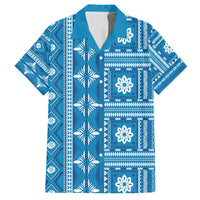 Fiji Masi All Blue Family Matching Puletasi and Hawaiian Shirt Tapa Pattern - Polynesian Pride