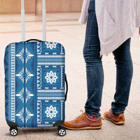 Fiji Masi All Blue Luggage Cover Tapa Pattern - Polynesian Pride