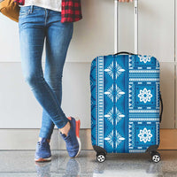 Fiji Masi All Blue Luggage Cover Tapa Pattern - Polynesian Pride