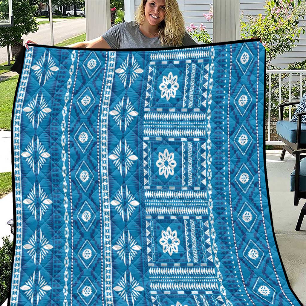 Fiji Masi All Blue Quilt Tapa Pattern - Polynesian Pride