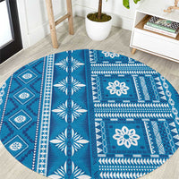 Fiji Masi All Blue Round Carpet Tapa Pattern - Polynesian Pride