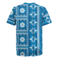 Fiji Masi All Blue Rugby Jersey Tapa Pattern - Polynesian Pride