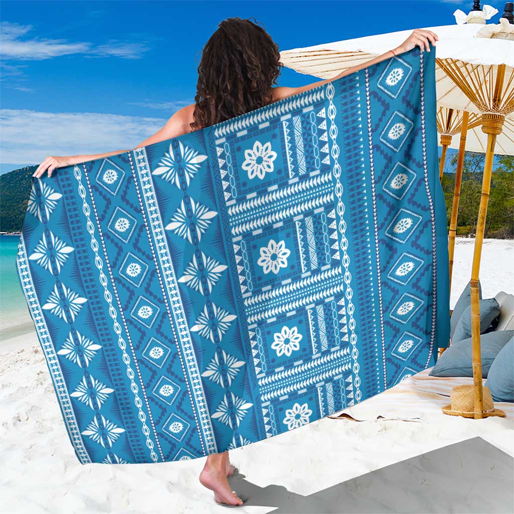 Fiji Masi All Blue Sarong Tapa Pattern - Polynesian Pride
