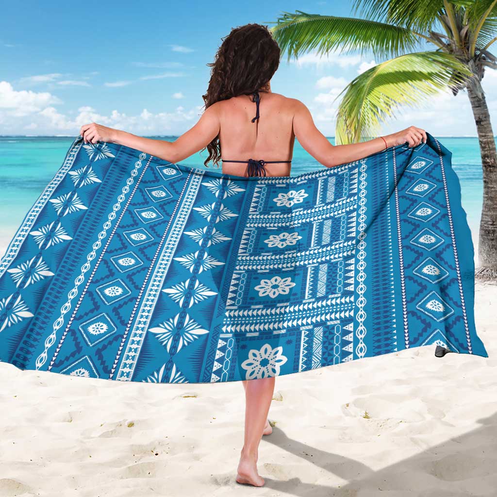 Fiji Masi All Blue Sarong Tapa Pattern - Polynesian Pride