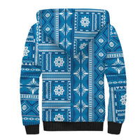 Fiji Masi All Blue Sherpa Hoodie Tapa Pattern - Polynesian Pride