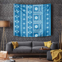 Fiji Masi All Blue Tapestry Tapa Pattern - Polynesian Pride