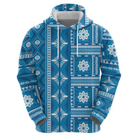 Fiji Masi All Blue Zip Hoodie Tapa Pattern - Polynesian Pride
