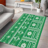 Fiji Masi All Green Area Rug Tapa Pattern - Polynesian Pride