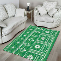 Fiji Masi All Green Area Rug Tapa Pattern - Polynesian Pride