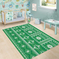 Fiji Masi All Green Area Rug Tapa Pattern - Polynesian Pride