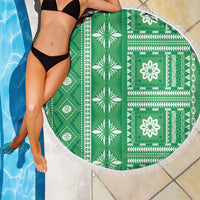 Fiji Masi All Green Beach Blanket Tapa Pattern - Polynesian Pride
