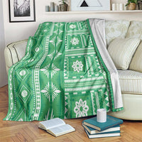 Fiji Masi All Green Blanket Tapa Pattern - Polynesian Pride