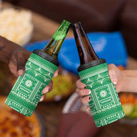 Fiji Masi All Green 4 in 1 Can Cooler Tumbler Tapa Pattern - Polynesian Pride