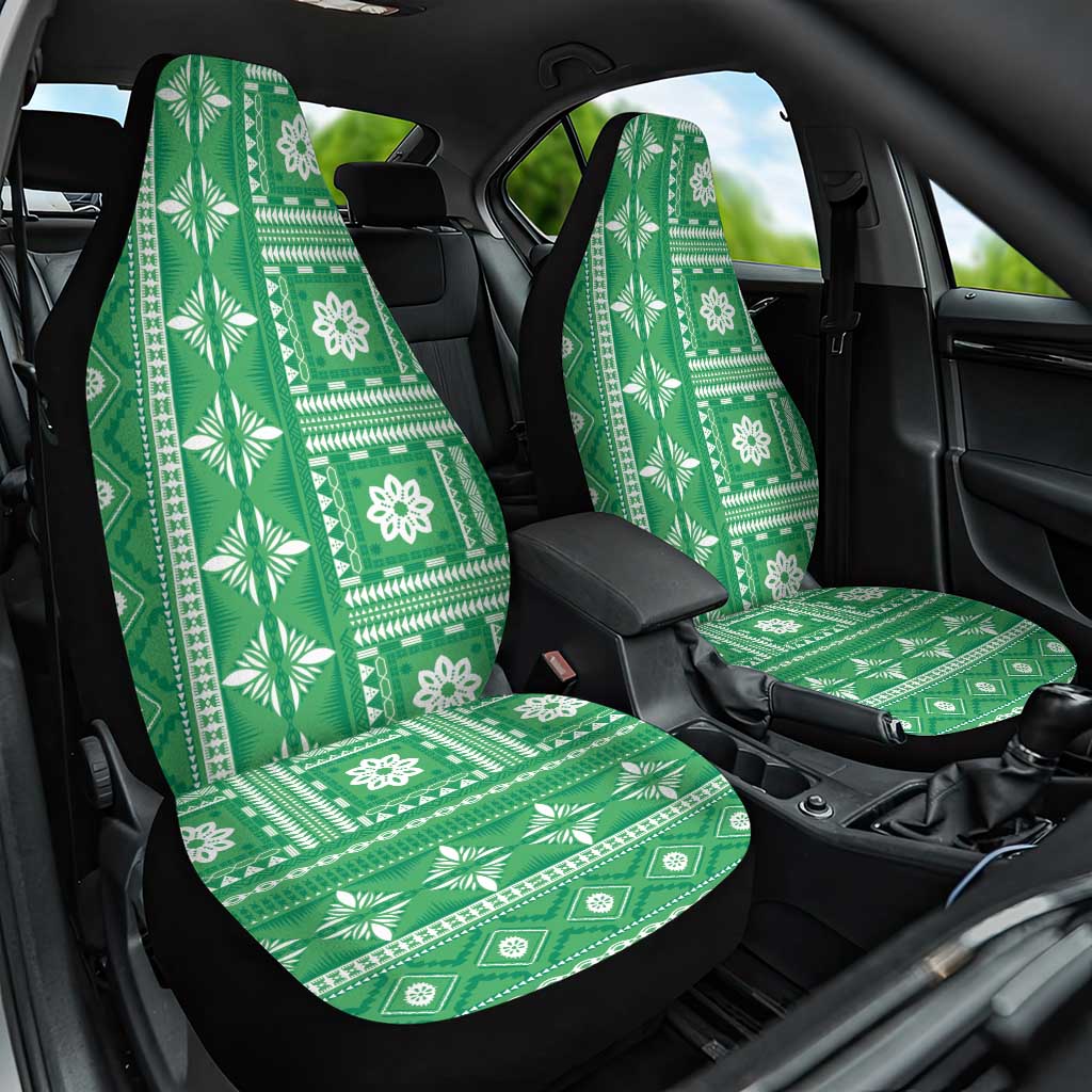 Fiji Masi All Green Car Seat Cover Tapa Pattern - Polynesian Pride