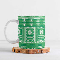Fiji Masi All Green Ceramic Mug Tapa Pattern - Polynesian Pride