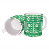 Fiji Masi All Green Ceramic Mug Tapa Pattern - Polynesian Pride