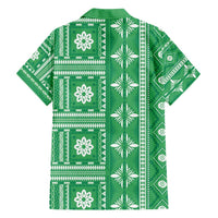 Fiji Masi All Green Family Matching Short Sleeve Bodycon Dress and Hawaiian Shirt Tapa Pattern - Polynesian Pride