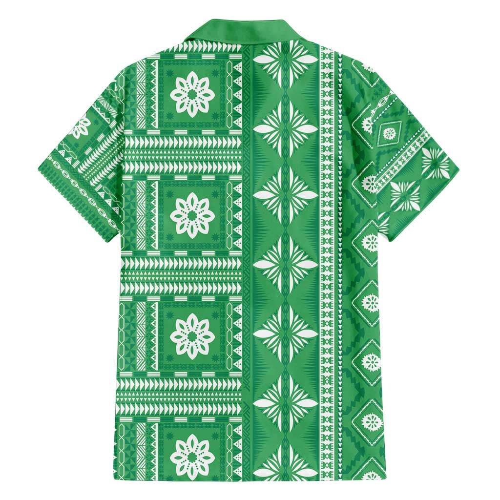 Fiji Masi All Green Family Matching Summer Maxi Dress and Hawaiian Shirt Tapa Pattern - Polynesian Pride