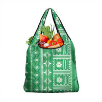 Fiji Masi All Green Grocery Bag Tapa Pattern - Polynesian Pride