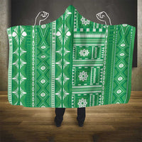 Fiji Masi All Green Hooded Blanket Tapa Pattern - Polynesian Pride