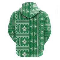 Fiji Masi All Green Hoodie Tapa Pattern - Polynesian Pride