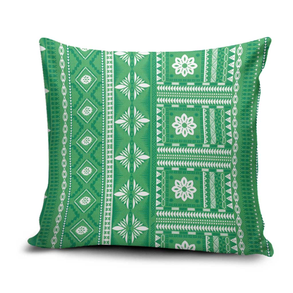 Fiji Masi All Green Pillow Cover Tapa Pattern - Polynesian Pride