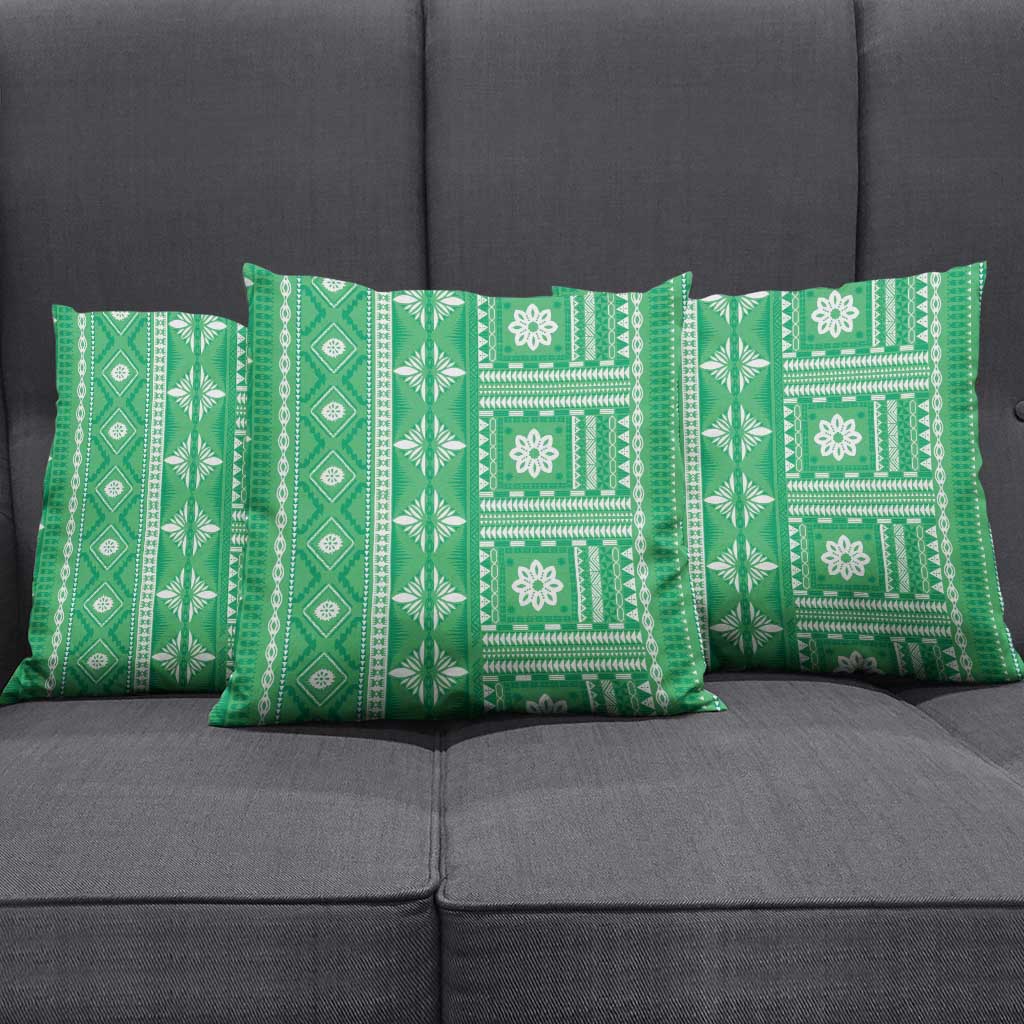 Fiji Masi All Green Pillow Cover Tapa Pattern - Polynesian Pride