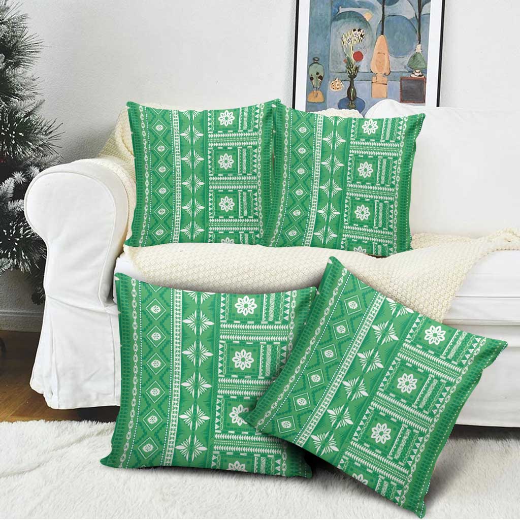 Fiji Masi All Green Pillow Cover Tapa Pattern - Polynesian Pride