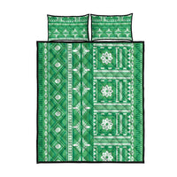 Fiji Masi All Green Quilt Bed Set Tapa Pattern - Polynesian Pride