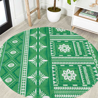 Fiji Masi All Green Round Carpet Tapa Pattern - Polynesian Pride