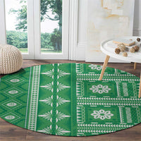 Fiji Masi All Green Round Carpet Tapa Pattern - Polynesian Pride