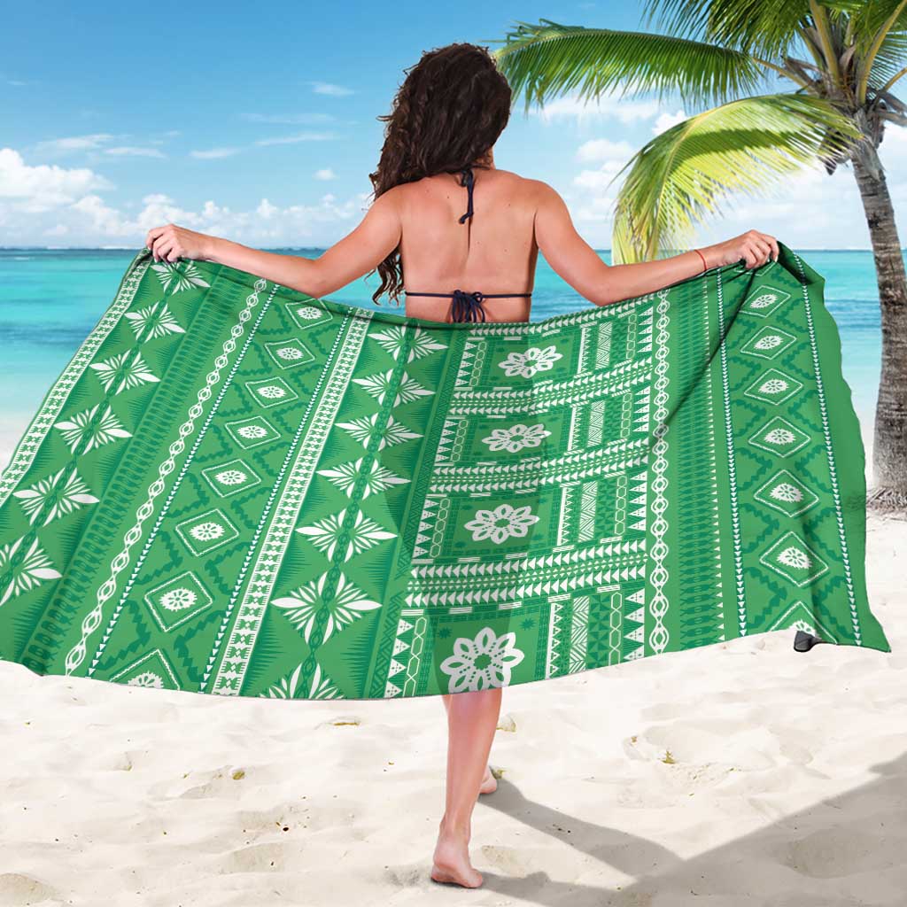 Fiji Masi All Green Sarong Tapa Pattern - Polynesian Pride