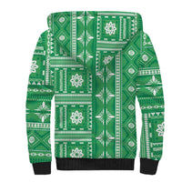 Fiji Masi All Green Sherpa Hoodie Tapa Pattern - Polynesian Pride
