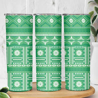 Fiji Masi All Green Skinny Tumbler Tapa Pattern - Polynesian Pride