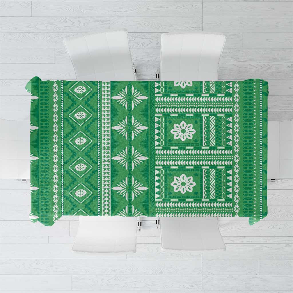Fiji Masi All Green Tablecloth Tapa Pattern - Polynesian Pride
