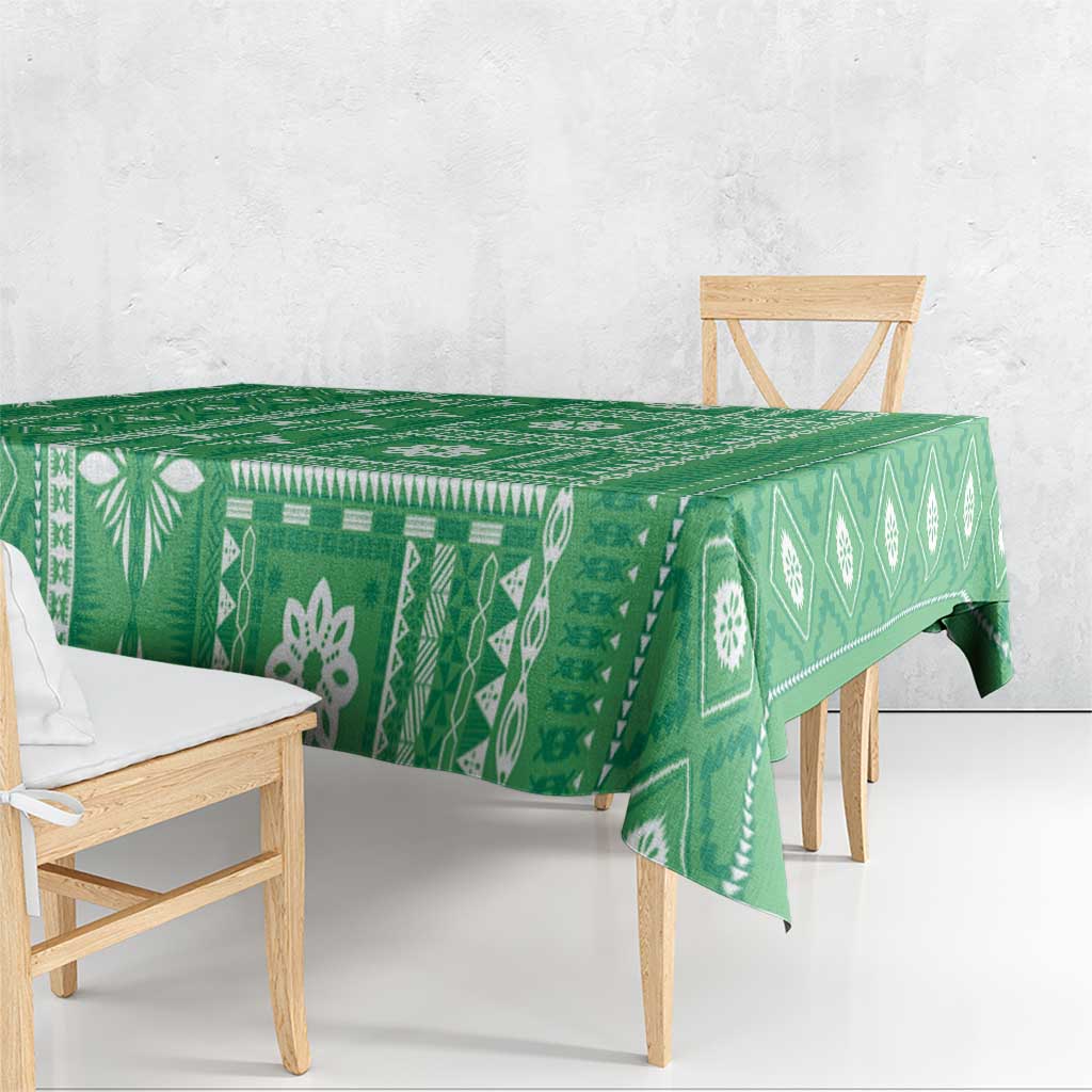 Fiji Masi All Green Tablecloth Tapa Pattern - Polynesian Pride