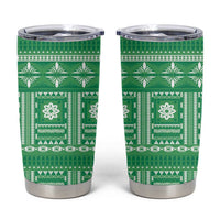 Fiji Masi All Green Tumbler Cup Tapa Pattern - Polynesian Pride