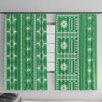 Fiji Masi All Green Window Curtain Tapa Pattern - Polynesian Pride