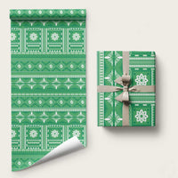Fiji Masi All Green Wrapping Paper Tapa Pattern - Polynesian Pride