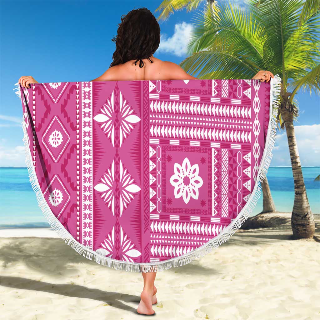 Fiji Masi All Pink Beach Blanket Tapa Pattern - Polynesian Pride